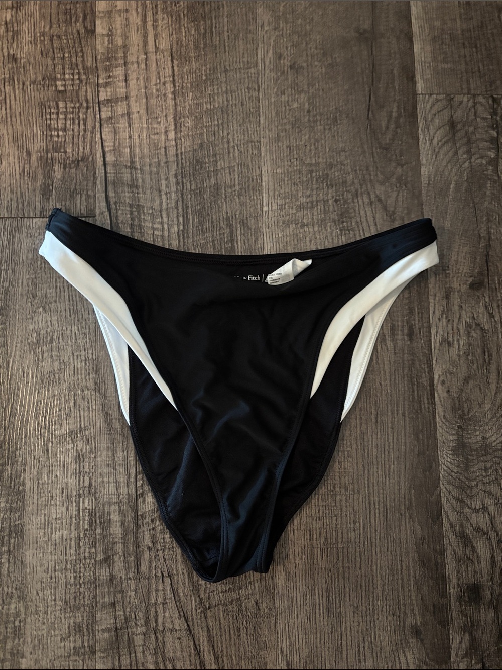 Abercrombie & Fitch High-Leg Bikini Bottoms -Black with White Edge -Size Medium